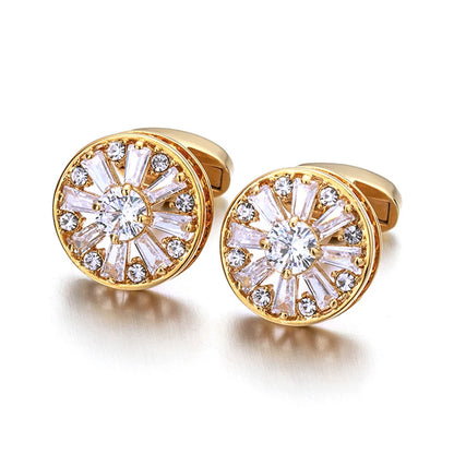 Boutons de manchette cristal dorés