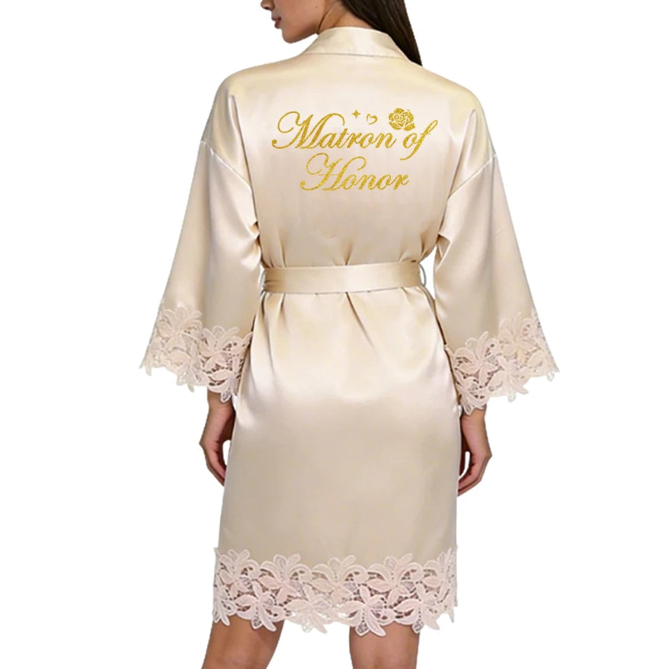 Peignoir Dentelle Élégant Mariée et Témoins
