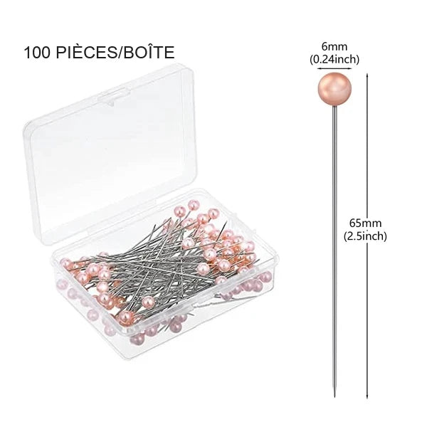 Épingles à bouquet de mariée perlées — Perle Rose Poudré 6 mm