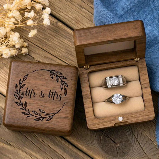 Boîte Alliance Mariage Bois Gravée