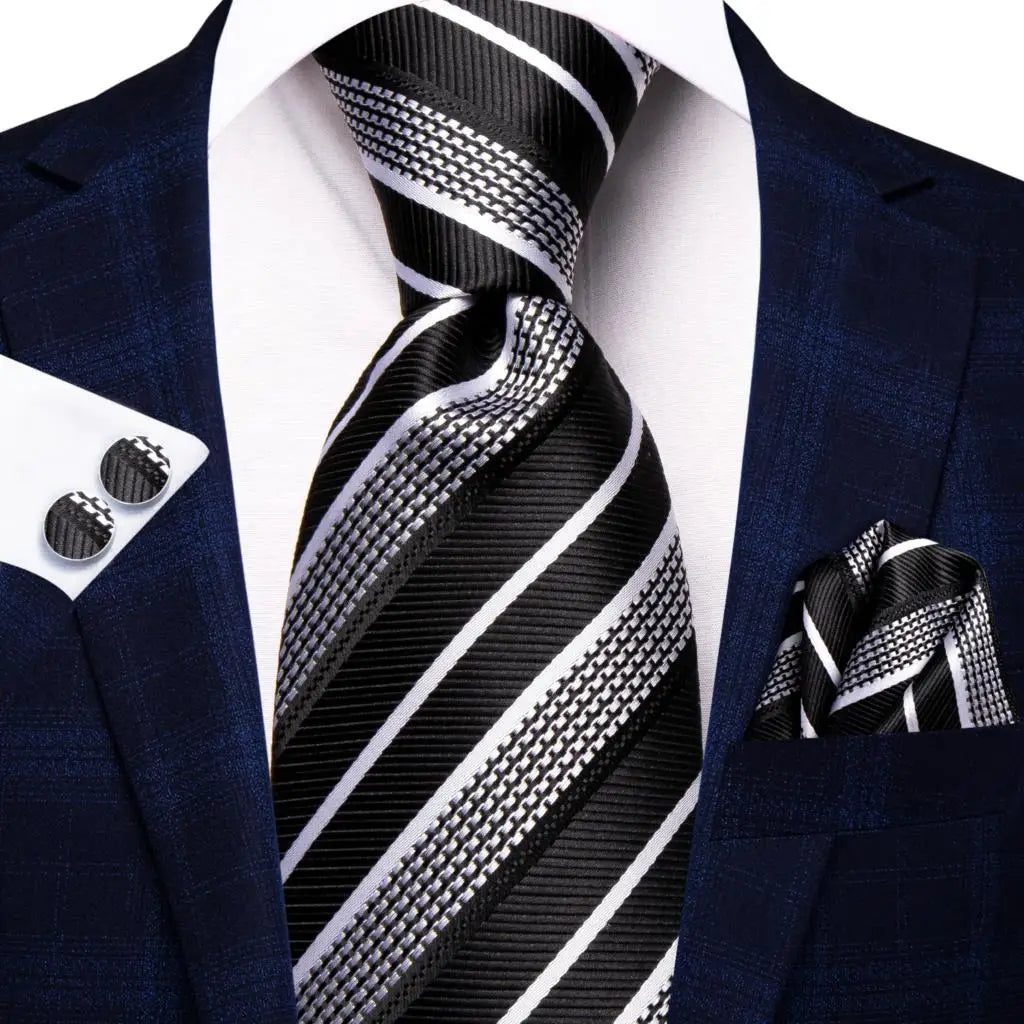 Coffret Cravate Mariage Homme avec Pochette et Manchettes