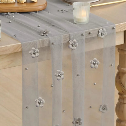 Chemin de Table Tulle Perles
