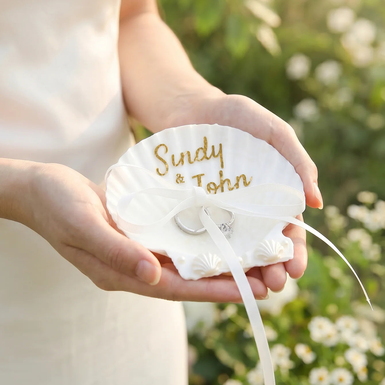 Porte alliance coquillage personnalisé mariage