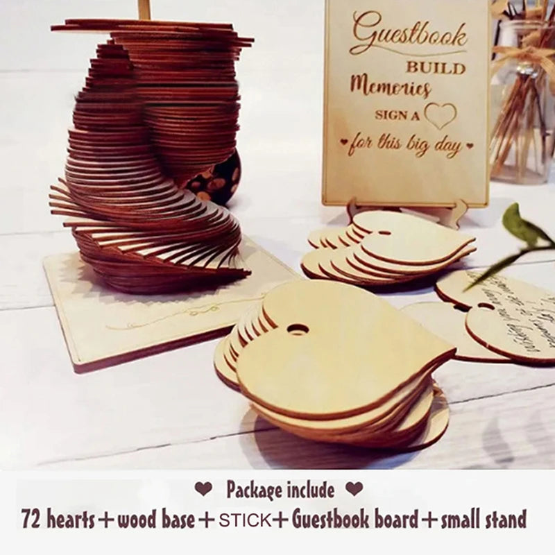 Livre d'Or Mariage Original 72 Cœurs en Bois