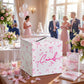 Urne Mariage Carton Nœuds Roses 22 cm