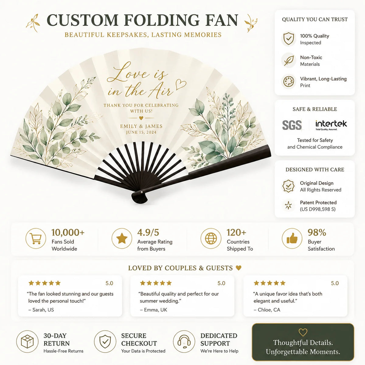 Éventail mariage personnalisable recto verso — vue 6