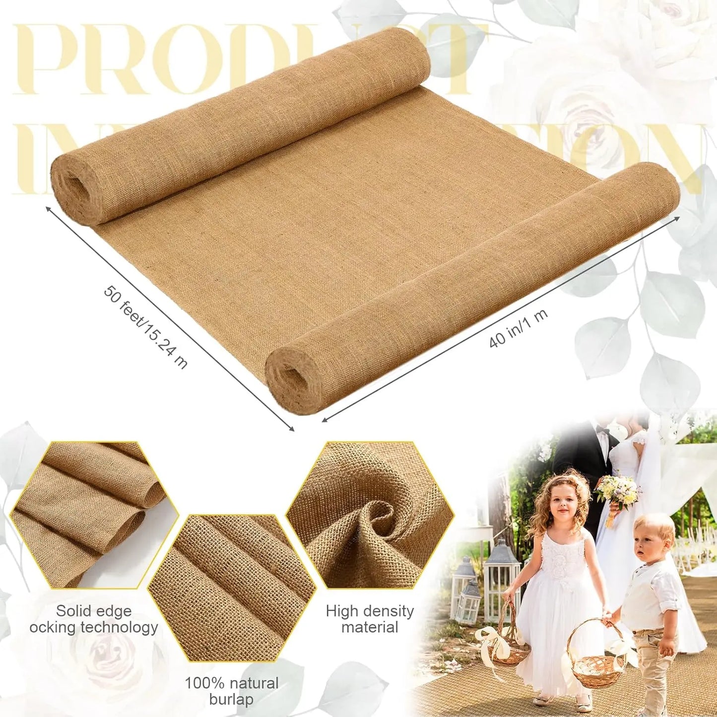 Tapis d'allée mariage jute champêtre