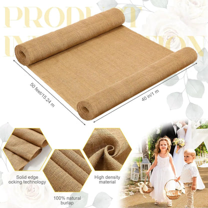 Tapis d'allée mariage jute champêtre