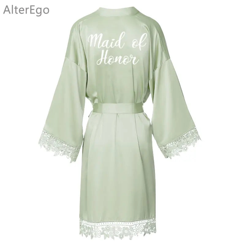 Peignoir Sauge Dentelle Demoiselle d'Honneur