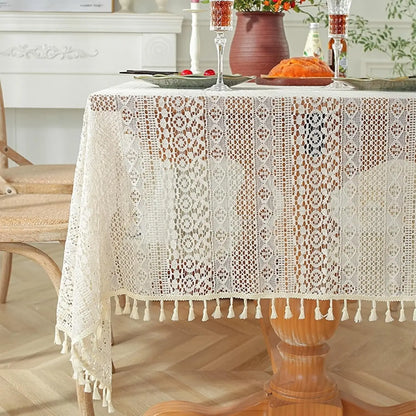 Nappe Dentelle Champêtre Pompons Mariage