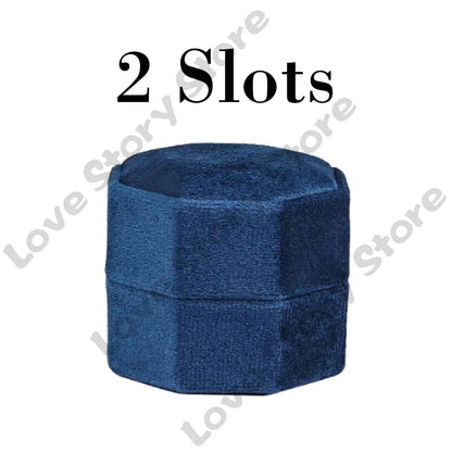 Boîte alliance velours gravure laser — Bleu marine 2 emplacements