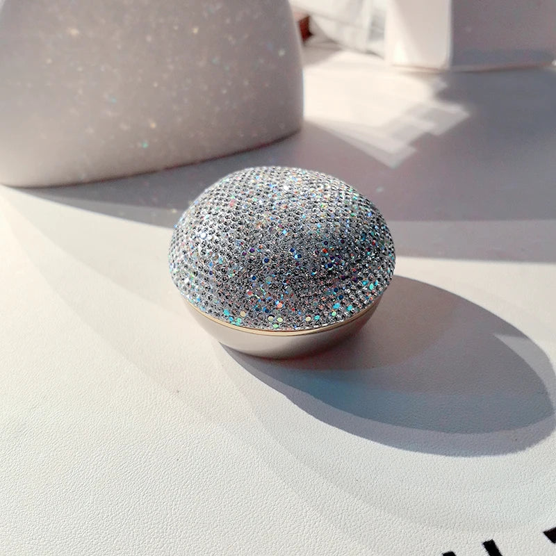 Luxury Diamond Round Engagement Velvet Ring Box LED Light Jewelry Organizer Earrings Case Wedding Proposal Gift Box Trinket Box