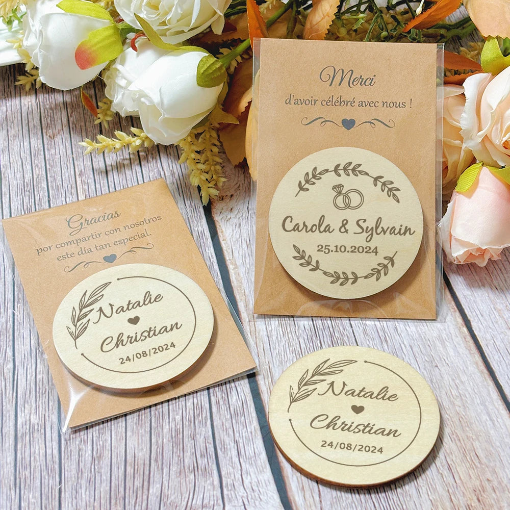 Cadeau invité mariage magnet en bois — vue 2