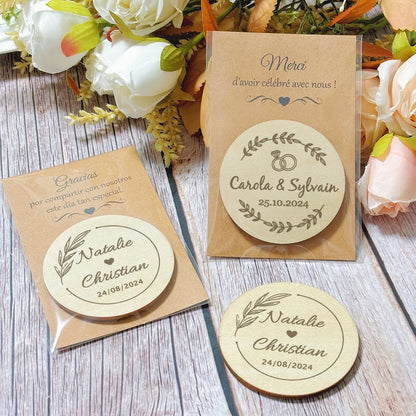 Cadeau invité mariage magnet en bois — vue 2