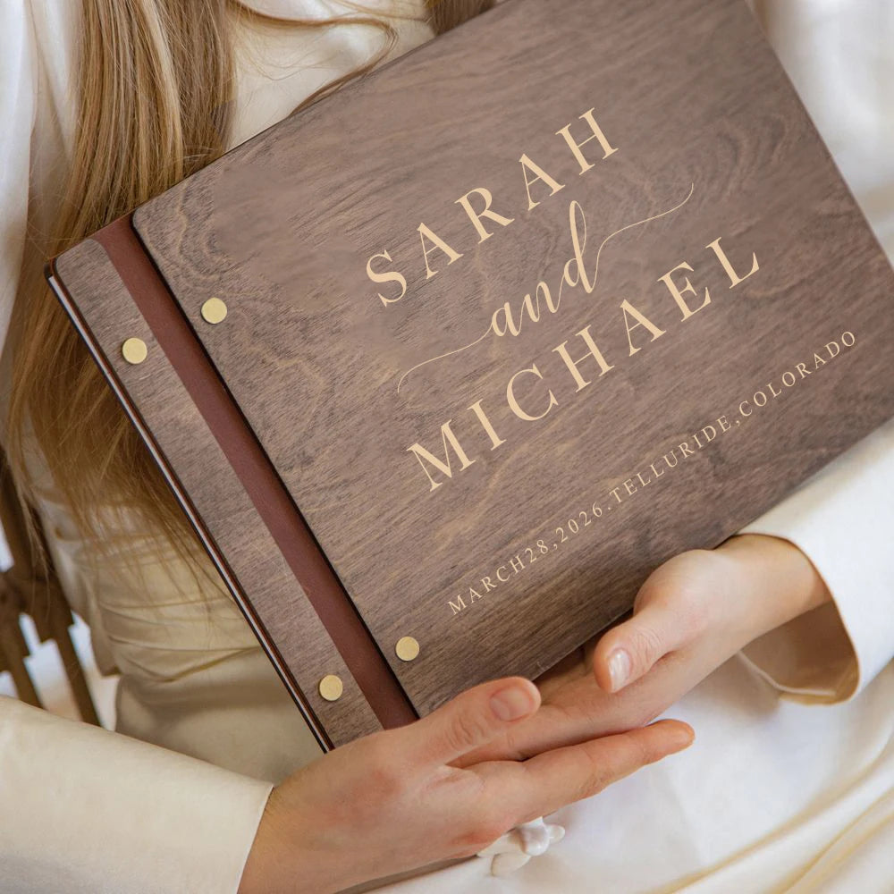 Livre d'or mariage bois personnalisé A4 ou A5
