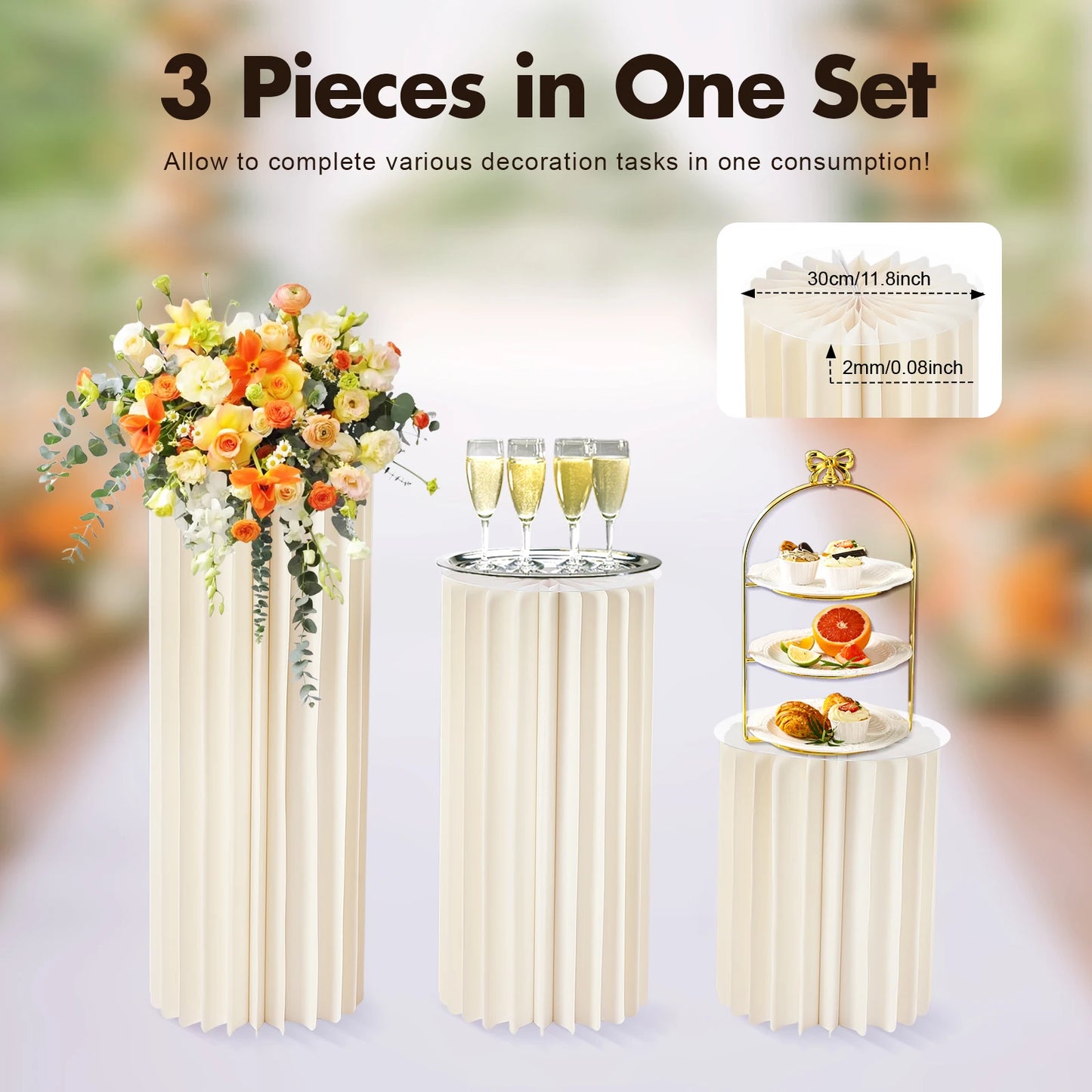 Lot 3 Colonnes Centre de Table Mariage Pliables