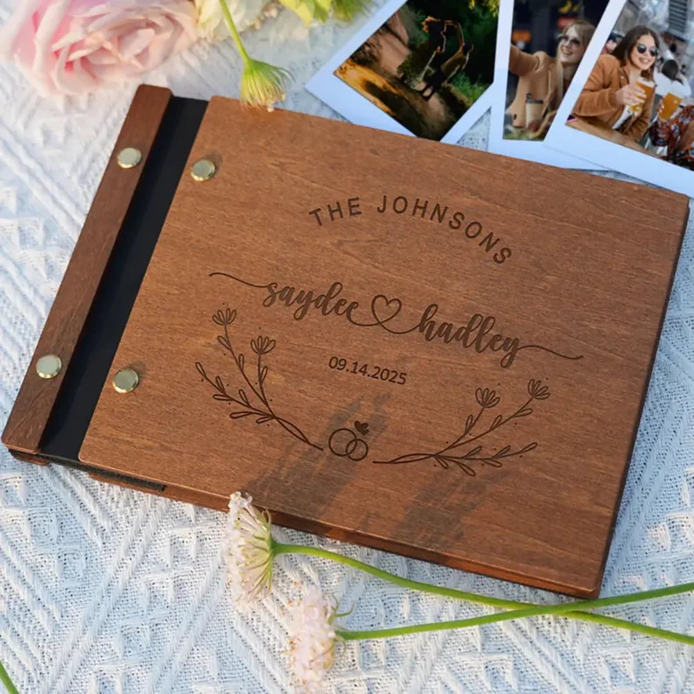 Livre d'Or Mariage Bois Personnalisé Gravé