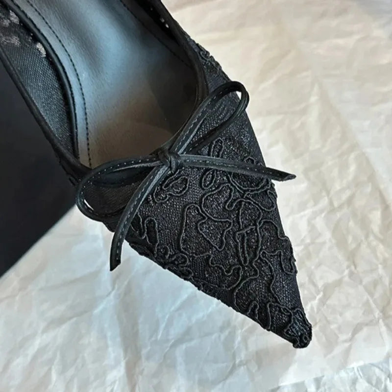 Escarpins Mariée Dentelle et Nœud