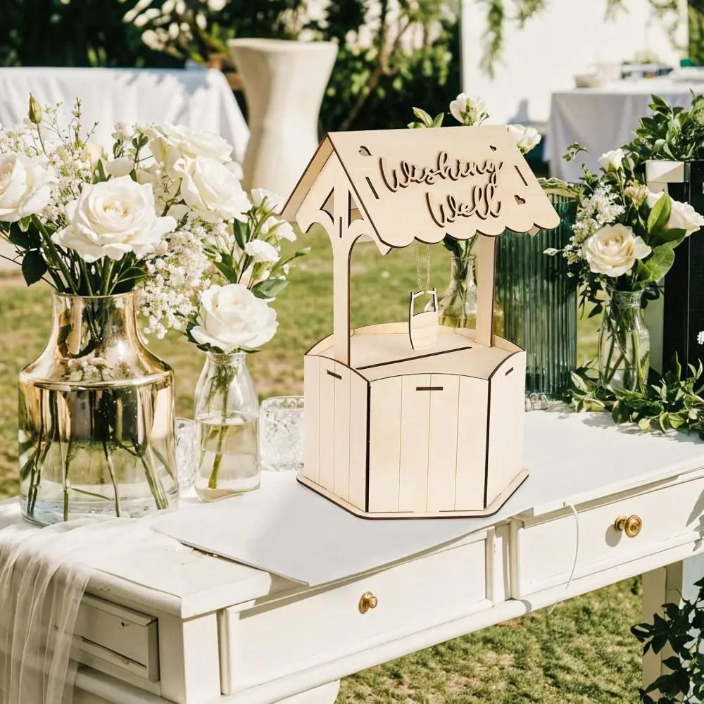Urne Mariage Puits à Souhaits Bois Champêtre