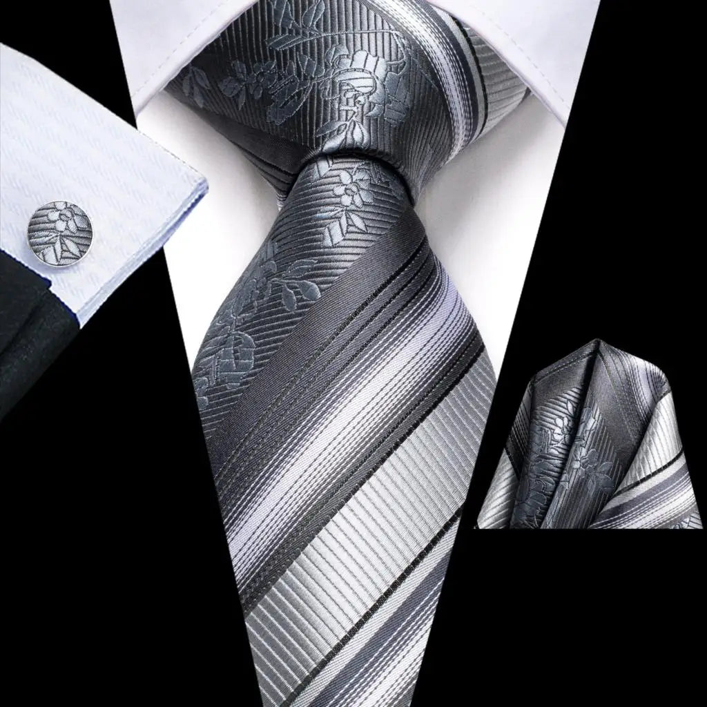 Coffret Cravate Mariage Homme avec Pochette et Manchettes