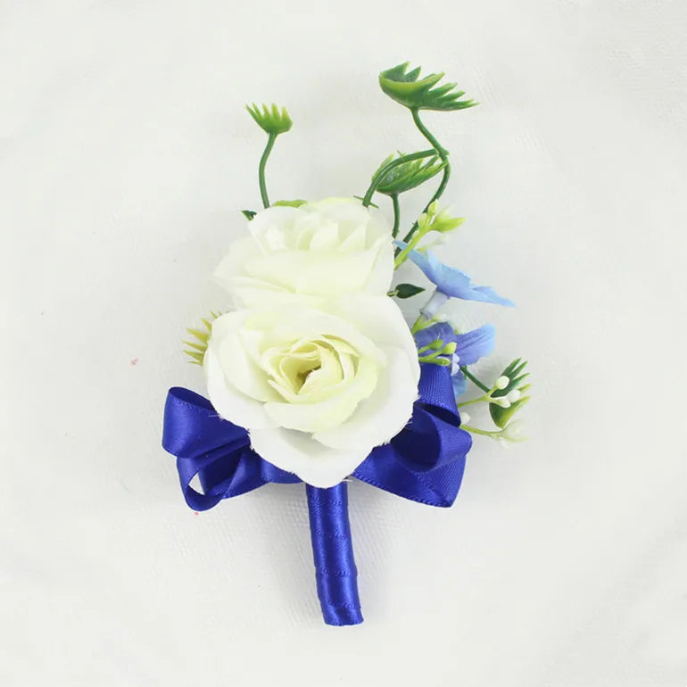 Boutonnières de mariage bleu et blanc — vue 17