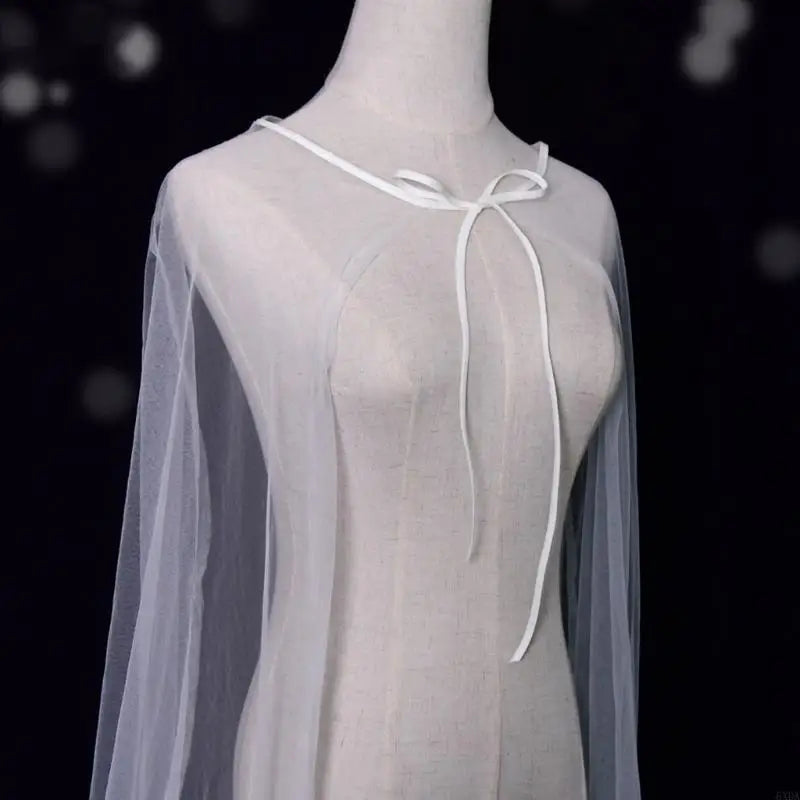 Étole de mariée tulle blanc fluide — vue 5