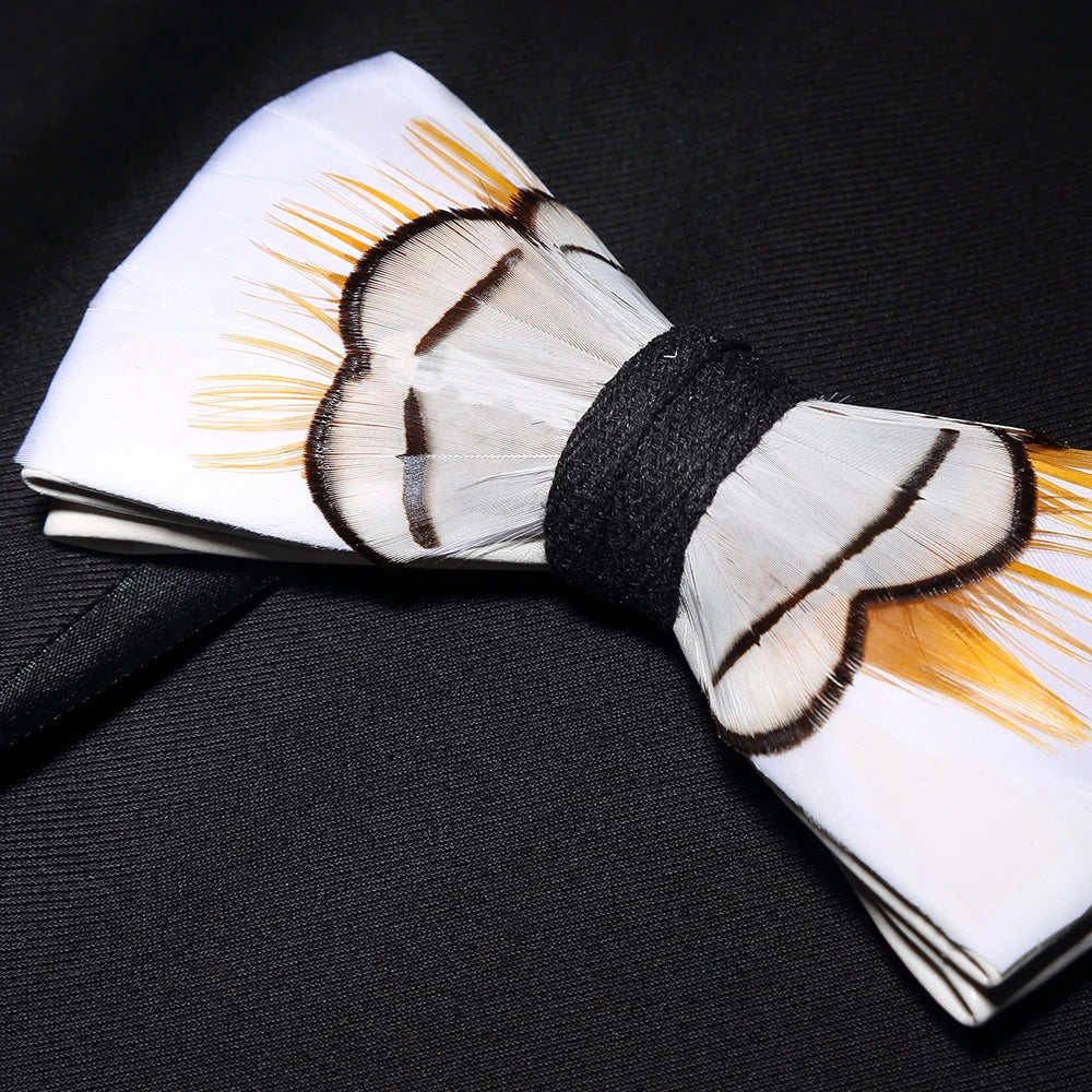 Nœud papillon mariage plumes coffret bois — vue 5