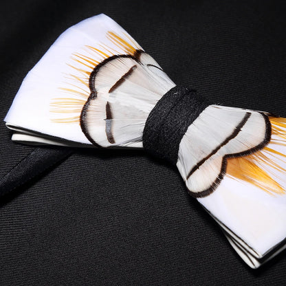 Nœud papillon mariage plumes coffret bois — vue 5