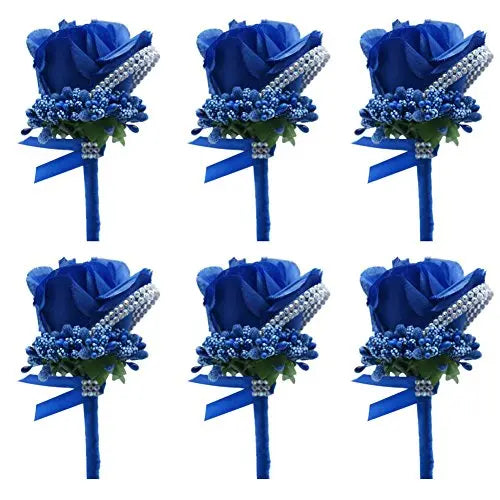 Boutonnières de mariage bleu et blanc — vue 9