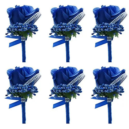 Boutonnières de mariage bleu et blanc — vue 9