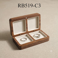 Boîte deux alliances noyer rectangulaire personnalisable — vue 7