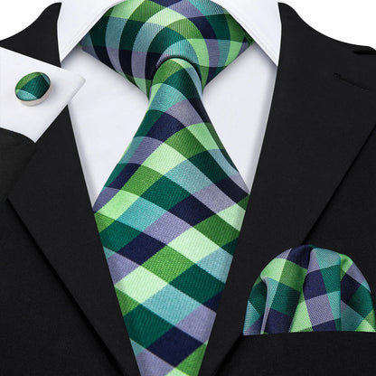 Cravate Mariage Homme Verte Pochette Boutons de Manchette