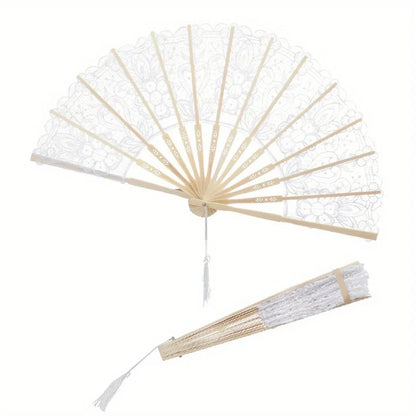 Éventail Dentelle Brodée Mariage Élégant
