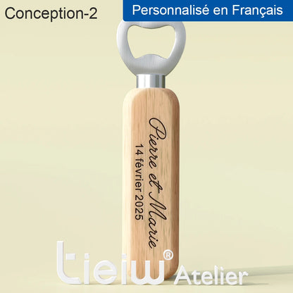 Cadeau invité mariage décapsuleur bois gravé — vue 15
