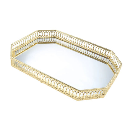 Plateau Miroir Doré Ajouré Mariage
