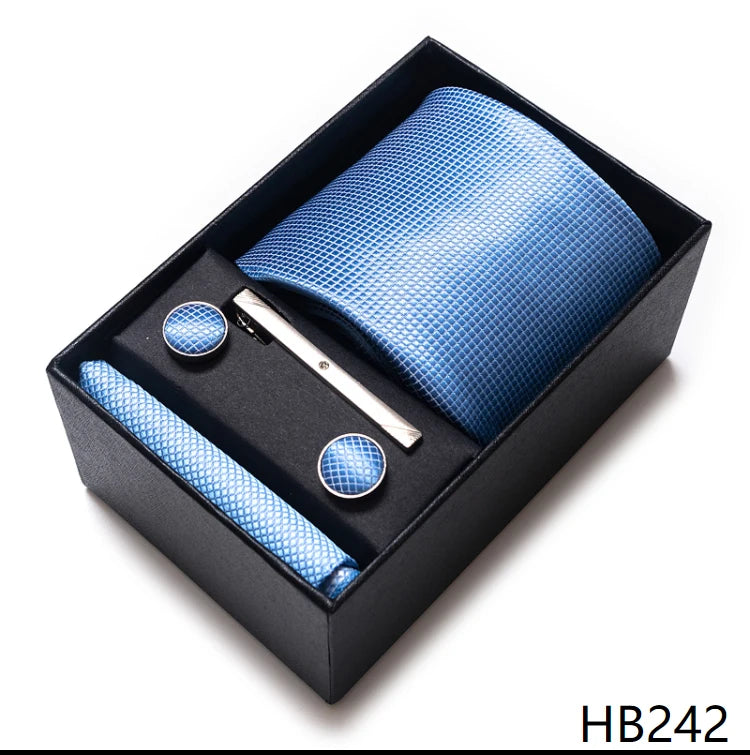 Coffret Cravate Mariage Homme Pochette et Boutons de Manchette