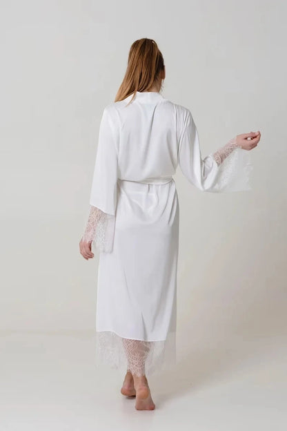 Peignoir Long Mariée en Dentelle