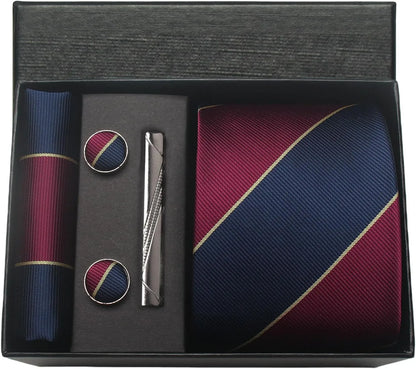 Coffret Cravate Mariage 8 cm Pochette Pince et Manchettes