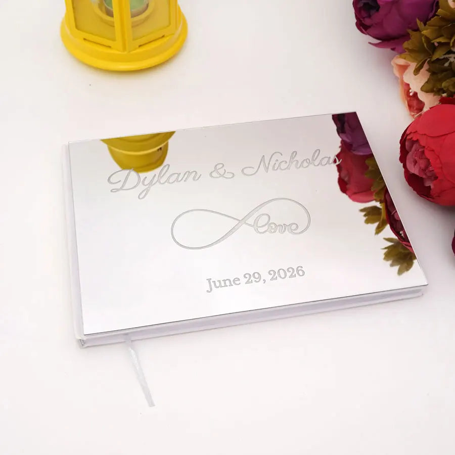 Livre d'Or Mariage Miroir Personnalisé Format Paysage 25x18 cm