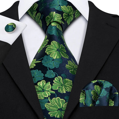 Cravate Mariage Homme Verte Pochette Boutons de Manchette