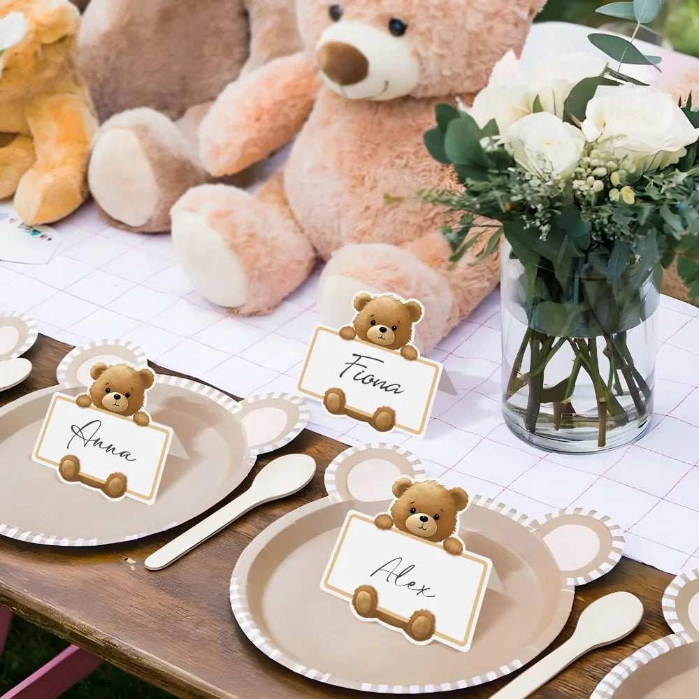 Marque-Place Mariage Motif Ourson Blanc