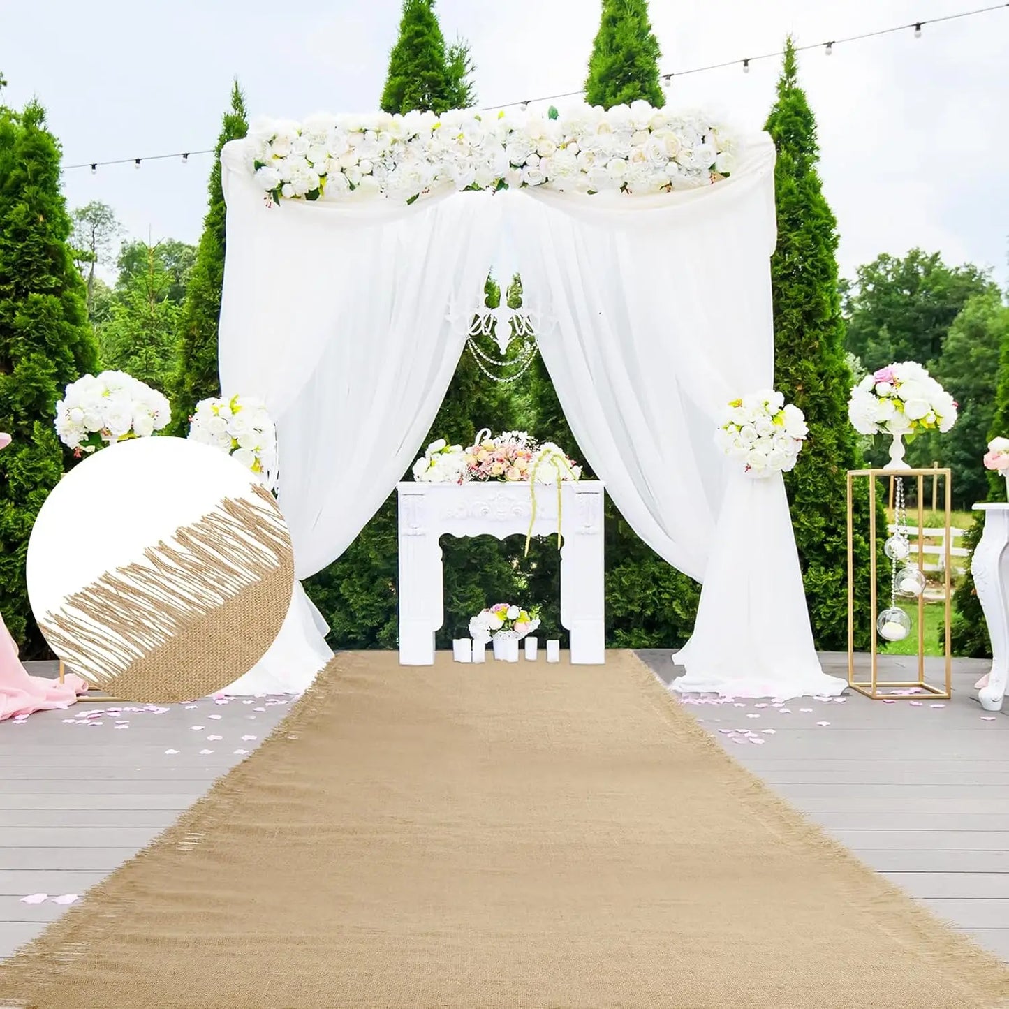 Tapis d'allée mariage jute champêtre