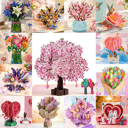 Carte Pop-Up 3D Fleurs et Mariage