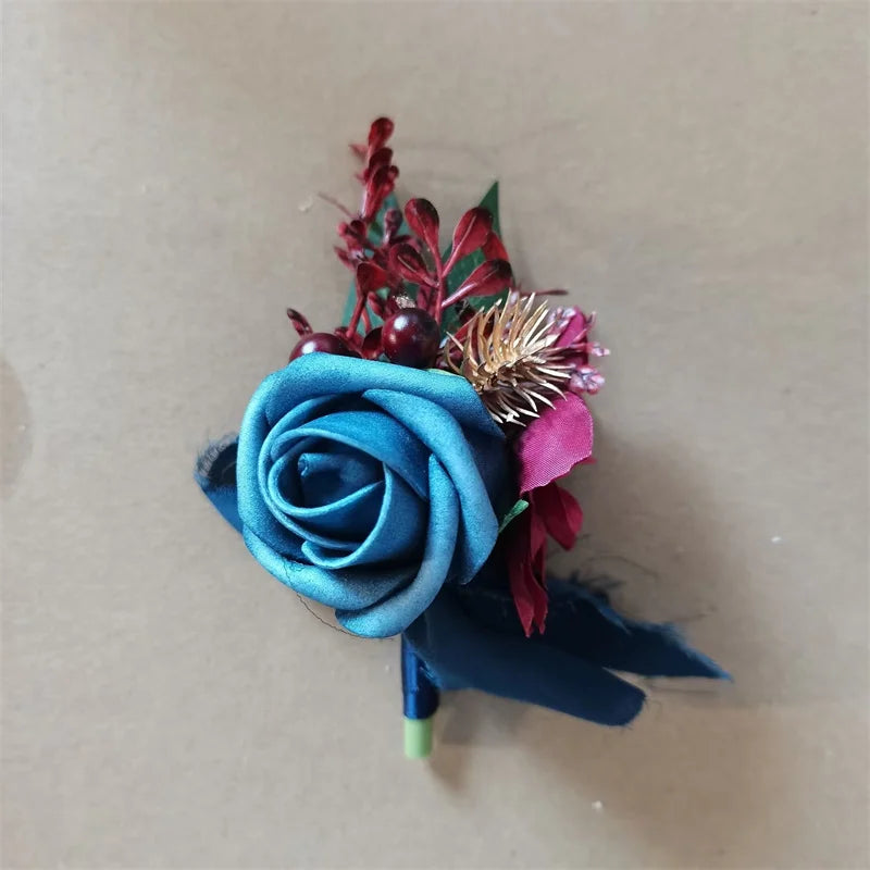 Boutonnières de mariage bleu et blanc — vue 6