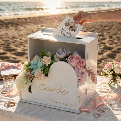 Urne mariage blanche cœur floral