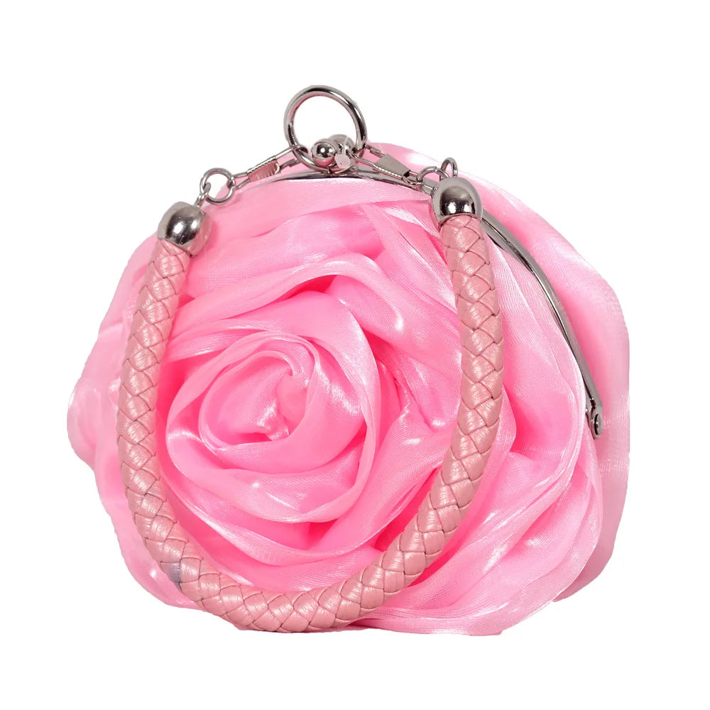 Sac pochette mariée fleur de rose