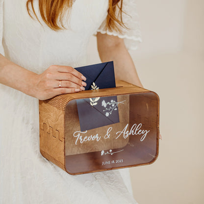Urne mariage bois champêtre personnalisée
