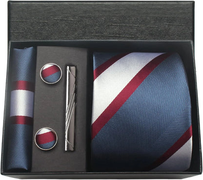 Coffret Cravate Mariage 8 cm Pochette Pince et Manchettes
