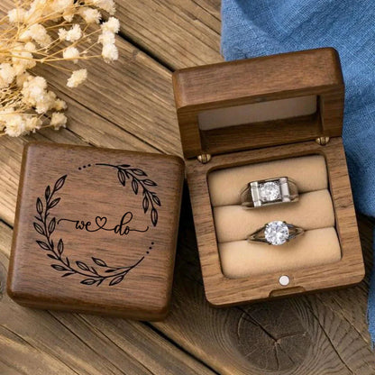Boîte Alliance Mariage Bois Gravée