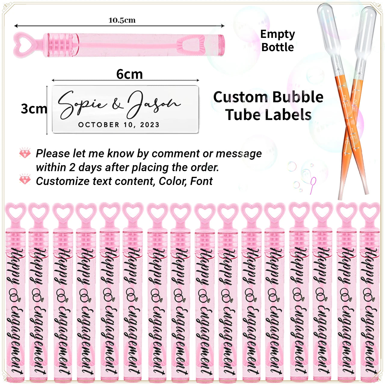 Bulles de savon mariage personnalisées